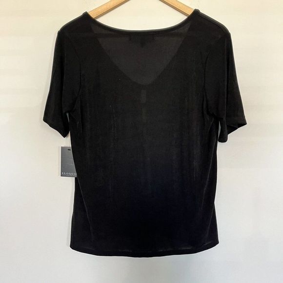 Eloquii Black Top Shirt Blouse Short Sleeve Sheer Cutouts Size Women 14/16 NWT - Picture 4 of 10